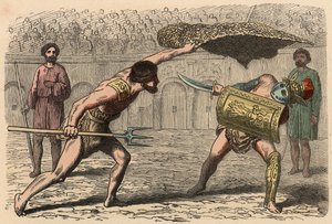 Antikens Rom: Gladiatorstrider i amfiteatern av Heinrich Leutemann