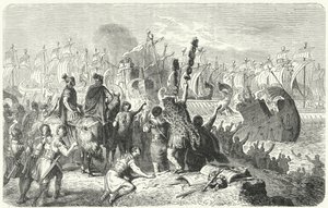 Slaget vid Actium, 31 f.Kr. (gravyr) av Heinrich Leutemann