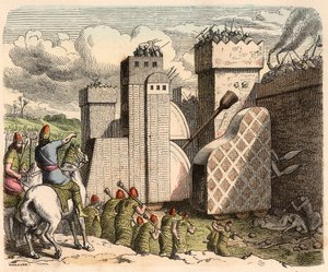 Mesopotamien, Assyrien: stormar en fästning av Heinrich Leutemann