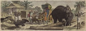 Scen i Bengal, Indien (färgad gravyr) av Heinrich Leutemann