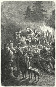 Suebi begravning i antikens Tyskland (gravyr) av Heinrich Leutemann