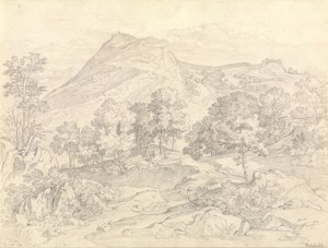 Utsikt över Civitella från Serpentara intill Olevano av Heinrich Reinhold