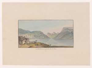 Se över Les Charbonnières vid Lac de Joux i Charbonieres, nära Lac de Joux (titel på objekt) Gezichten op Zwitserland (serietitel) Samling av några vyer ritade i Schweiz från naturen (serietitel)