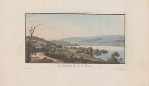 Utsikt över Lüscherz på Bielersee Luschertz, nära Lac de Bienne (titel på objekt) Landskap i Schweiz (serietitel) Samling av några perspektiv i Schweiz (serietitel)