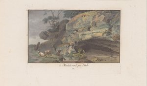 Herder voer ein grot i Montcherand à Montcherand, nära Orbe (titel på objekt) Landskap i Schweiz (serietitel) Samling av några perspektiv i Schweiz (serietitel)