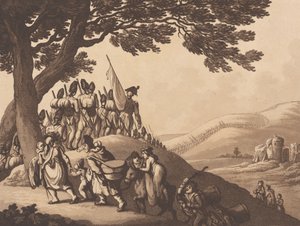 Soldater som marscherar den 1 april 1798.