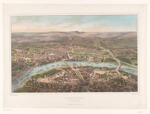 Utsikt över Dresden sett från en luftballong Dresden, vom Ballon gesehen (titel på objekt) av Heinrich Walter