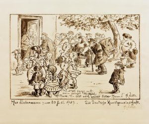 Födelsedagsblad för Liebermann / H.Zilles 80-årsdag av Heinrich Zille