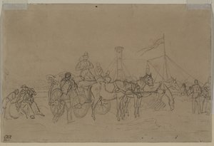 Passagerare för Rhen Steamer verso, andra eller tredje kvartalet 1800-talet. av Heinrich von Mayr