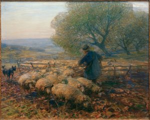Får som lämnar pennan av Heinrich von Zügel