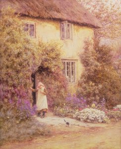 En stugdörr (akvarell) av Helen Allingham