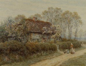 En stuga vid Freshwater Gate av Helen Allingham