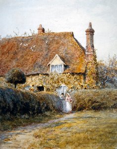 By a Cottage Gate (akvarell på papper) av Helen Allingham