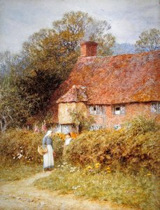 Stuga i Witley, Surrey (akvarell på papper) av Helen Allingham