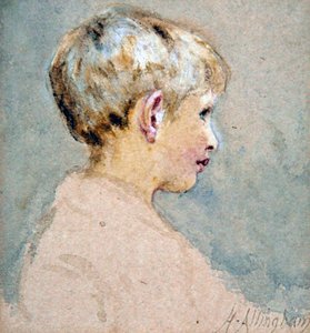 Head of a Boy (akvarell på papper) av Helen Allingham