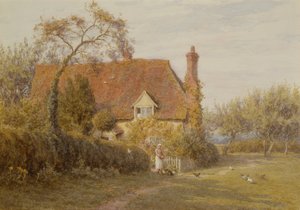 Hedges Farm, East End Farm, Pinner (penna och akvarell) av Helen Allingham