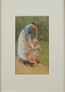 Henry med sjuksköterska, 1884 av Helen Allingham