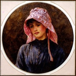 Porträtt av en flicka (akvarell på papper) av Helen Allingham
