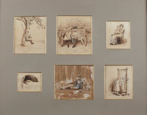 Rhymes for the Young Folk (sepia penna & tvätt på papper) av Helen Allingham