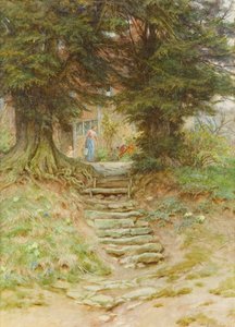 Springtime på Crocken Hill, Kent (wc på papper) av Helen Allingham