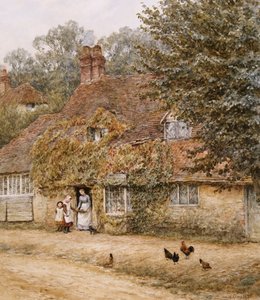 The Old Fish Shop, Haslemere (akvarell på papper) av Helen Allingham