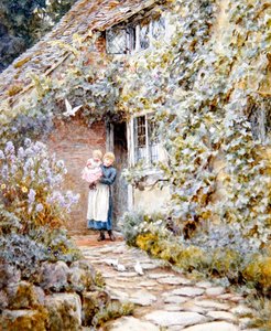 Vine Cottage (akvarell på papper) av Helen Allingham