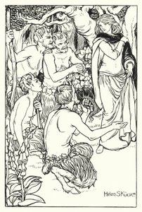Una räddas av Satyrerna (gravyr)