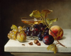 Stilleben med frukt och champagne, 1869. av Helen Searle