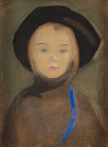 Flicka med blått band, 1909. av Helene Schjerfbeck