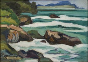 Mediterranean Breaker (olja på papper monterad ombord)
