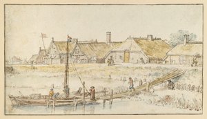 Bygata vid kanalbanken av Hendrick Avercamp