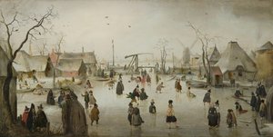 Holländska: Isunderhållning i en by Ice Scene av Hendrick Avercamp