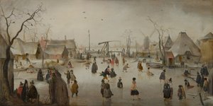 Holländska: Isunderhållning i en by Ice Scene av Hendrick Avercamp