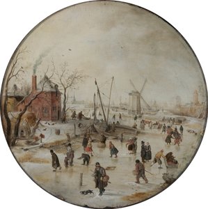 Fryst flod med skridskoåkare av Hendrick Avercamp
