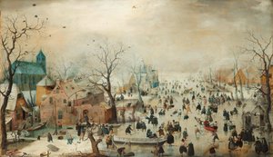 Tyska: Vinterlandskap med skridskoåkare Vinterlandskap med skridskoåkare av Hendrick Avercamp