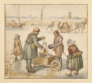 Handlare på isen av Hendrick Avercamp