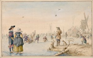Hendrick Avercamp - Vinterlandskap med skridskoåkare, Albertina av Hendrick Avercamp
