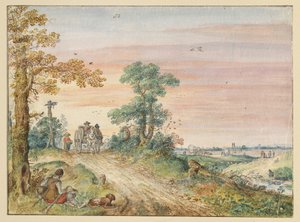 Landsväg med hästvagn av Hendrick Avercamp