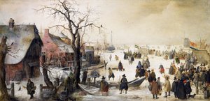 Vinterscen på en kanal av Hendrick Avercamp