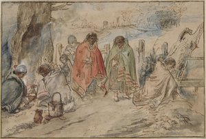Zigenare vid lägerelden av Hendrick Avercamp