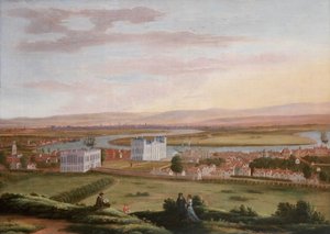 En vy över Greenwich och drottningens hus från sydost