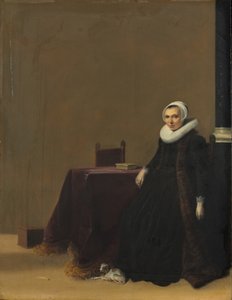 Porträtt av en kvinna med en hund, c.1635