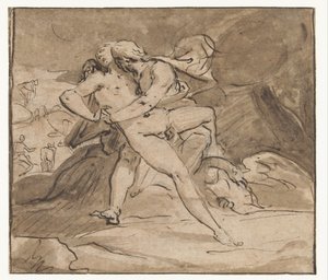 Jupiter omfamnar Io av Hendrick Goltzius (school of)
