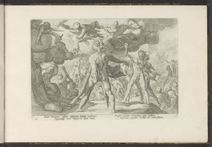 Jättarnas attack mot gudavärlden Ovidius metamorfoser (serietitel) Rekreationer av P. Ovidius Naso (serietitel) av Hendrick Goltzius (workshop of)