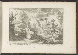 Apollo doodt Coronis Ovidius Metamorfosen (serietitel) Herscheppingen van P. Ovidius Naso (serietitel) av Hendrick Goltzius (workshop of)