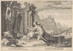 Cadmus konsulterar oraklet i Delphi Ovidius metamorfoser (serietitel) av Hendrick Goltzius (workshop of)