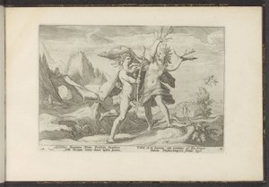 Daphne förvandlas till ett lagerträd Ovidius metamorfoser (serietitel) Återskapanden av P. Ovidius Naso (serietitel) av Hendrick Goltzius (workshop of)