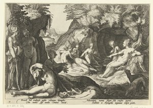 Diana upptäcker Callistos graviditet Ovidius metamorfoser (serietitel) av Hendrick Goltzius (workshop of)