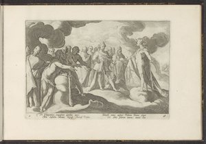 Gudar ber solguden att åka i sin vagn igen Ovidius metamorfoser (serietitel) Rekreationer av P. Ovidius Naso (serietitel) av Hendrick Goltzius (workshop of)