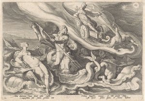 Juno klagar till Thetis och Oceanus Metamorphoses of Ovid (serietitel) av Hendrick Goltzius (workshop of)